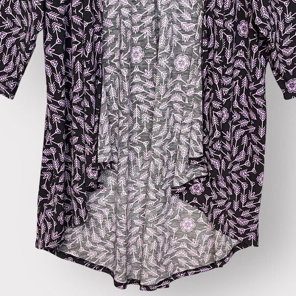 LuLaRoe‎ Open Cardigan Women M Black Purple Arrows Dolman 3/4 Sleeve Stretch D19 - Picture 4 of 9